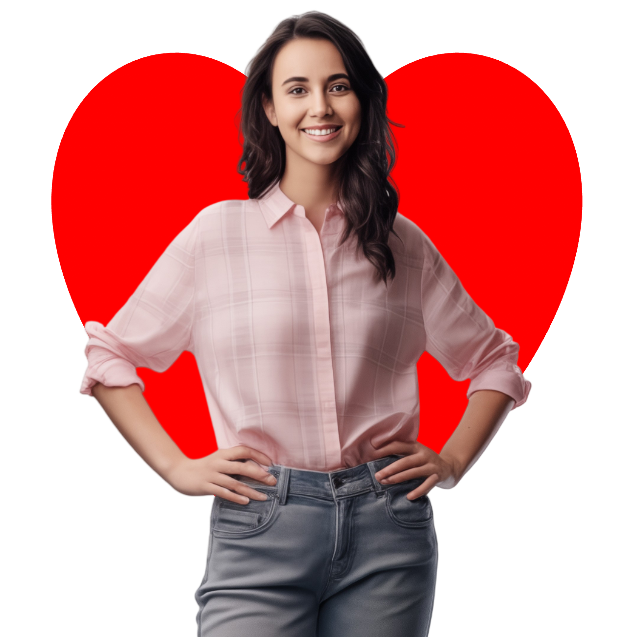 Smiling student in front of red heart representing Programming for Lovers brand